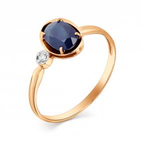 Золотое кольцо Мастер Бриллиант 01M1-107-328-02 с бриллиантом и сапфиром 01M1-107-328-02 фото