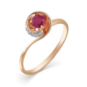 Золотое кольцо Мастер Бриллиант 01M1-107-351-03 с бриллиантом и рубином 01M1-107-351-03 фото