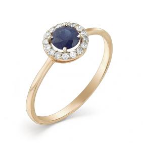 Золотое кольцо Мастер Бриллиант 01M1-107-360-02 с бриллиантом и сапфиром 01M1-107-360-02 фото