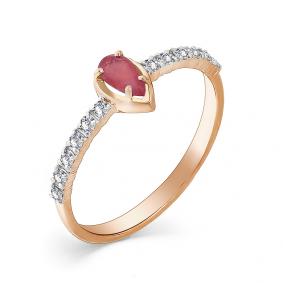 Золотое кольцо Мастер Бриллиант 01M1-107-380-03 с бриллиантом и рубином 01M1-107-380-03 фото
