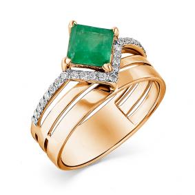 Золотое кольцо Мастер Бриллиант 01M1-107-485-01 с бриллиантом и изумрудом 01M1-107-485-01 фото