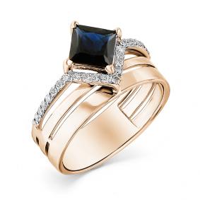 Золотое кольцо Мастер Бриллиант 01M1-107-485-02 с бриллиантом и сапфиром 01M1-107-485-02 фото