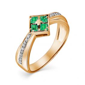 Золотое кольцо Мастер Бриллиант 01M1-107-486-01 с бриллиантом и изумрудом 01M1-107-486-01 фото