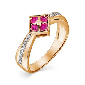 Золотое кольцо Мастер Бриллиант 01M1-107-486-03 с бриллиантом и рубином 01M1-107-486-03 фото