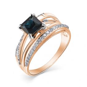 Золотое кольцо Мастер Бриллиант 01M1-107-489-02 с бриллиантом и сапфиром 01M1-107-489-02 фото