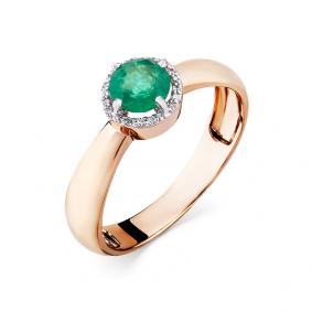 Золотое кольцо Мастер Бриллиант 01M1-107-703/70-01 с бриллиантом и изумрудом 01M1-107-703/70-01 фото