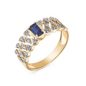 Золотое кольцо Мастер Бриллиант 01M1-107-727-02 с бриллиантом и сапфиром 01M1-107-727-02 фото