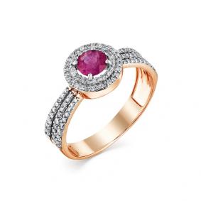 Золотое кольцо Мастер Бриллиант 01M1-107-819-03 с бриллиантом и рубином 01M1-107-819-03 фото