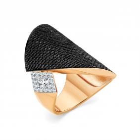 Золотое кольцо Мастер Бриллиант 01M1-107124-00-55 с бриллиантом и чёрным бриллиантом 01M1-107124-00-55 фото