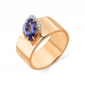 Золотое кольцо Мастер Бриллиант 01M1-107343-01-31 с бриллиантом и танзанитом 01M1-107343-01-31 фото