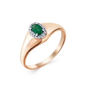 Золотое кольцо Мастер Бриллиант 01M1-107835-00-01 с бриллиантом и изумрудом 01M1-107835-00-01 фото