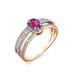 Золотое кольцо Мастер Бриллиант 01M1-107837-01-59 с бриллиантом и рубином 01M1-107837-01-59 фото