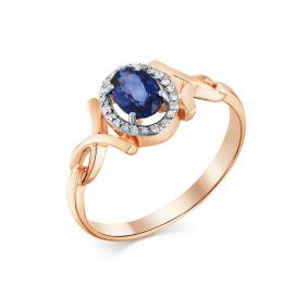 Золотое кольцо Мастер Бриллиант 01M1-107840-00-50 с бриллиантом и сапфиром 01M1-107840-00-50 фото