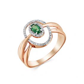 Золотое кольцо Мастер Бриллиант 01M1-107844-00-01 с бриллиантом и изумрудом 01M1-107844-00-01 фото