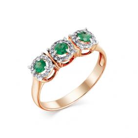 Золотое кольцо Мастер Бриллиант 01M1-107847-00-01 с бриллиантом и изумрудом 01M1-107847-00-01 фото