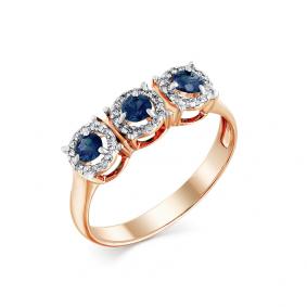 Золотое кольцо Мастер Бриллиант 01M1-107847-00-02 с бриллиантом и сапфиром 01M1-107847-00-02 фото