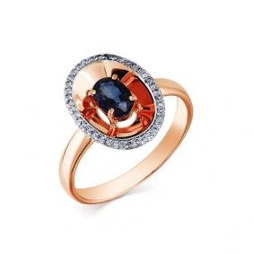 Золотое кольцо Мастер Бриллиант 01M1-107849-00-02 с бриллиантом и сапфиром 01M1-107849-00-02 фото