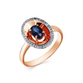 Золотое кольцо Мастер Бриллиант 01M1-107849-00-50 с бриллиантом и сапфиром 01M1-107849-00-50 фото