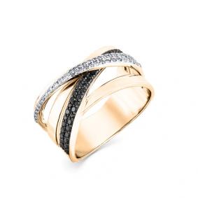 Золотое кольцо Мастер Бриллиант 01M1-107850-00-55 с бриллиантом и чёрным бриллиантом 01M1-107850-00-55 фото