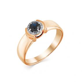 Золотое кольцо Мастер Бриллиант 01M1-107856-00-02 с бриллиантом и сапфиром 01M1-107856-00-02 фото