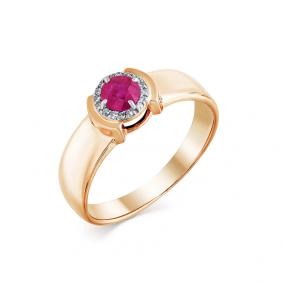 Золотое кольцо Мастер Бриллиант 01M1-107856-00-03 с бриллиантом и рубином 01M1-107856-00-03 фото