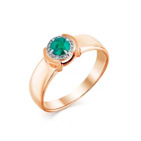 Золотое кольцо Мастер Бриллиант 01M1-107856-01-01 с бриллиантом и изумрудом 01M1-107856-01-01 фото