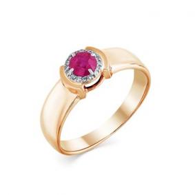Золотое кольцо Мастер Бриллиант 01M1-107856-01-03 с бриллиантом и рубином 01M1-107856-01-03 фото