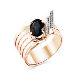 Золотое кольцо Мастер Бриллиант 01M1-107935-00-02 с бриллиантом и сапфиром 01M1-107935-00-02 фото