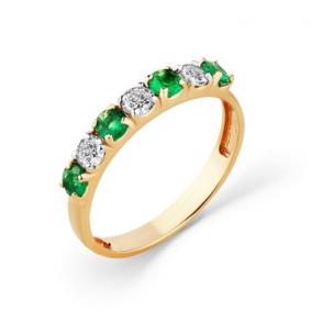 Золотое кольцо Мастер Бриллиант 01M1-108086-01-01 с бриллиантом и изумрудом 01M1-108086-01-01 фото
