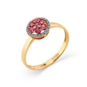 Золотое кольцо Мастер Бриллиант 01M1-108354-00-03 с бриллиантом и рубином 01M1-108354-00-03 фото