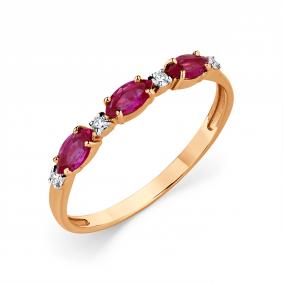 Золотое кольцо Мастер Бриллиант 01M1-108401-00-03 с бриллиантом и рубином 01M1-108401-00-03 фото