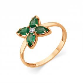 Золотое кольцо Мастер Бриллиант 01M1-108425-00-01 с бриллиантом и изумрудом 01M1-108425-00-01 фото