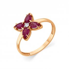 Золотое кольцо Мастер Бриллиант 01M1-108425-00-03 с бриллиантом и рубином 01M1-108425-00-03 фото