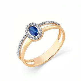 Золотое кольцо Мастер Бриллиант 01M1-108455-00-02 с бриллиантом и сапфиром 01M1-108455-00-02 фото