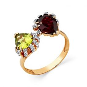 Золотое кольцо Мастер Бриллиант 01M1-108484-00-55 с бриллиантом и хризолитом 01M1-108484-00-55 фото