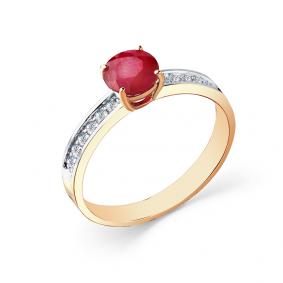 Золотое кольцо Мастер Бриллиант 01M1-108652-00-03 с бриллиантом и рубином 01M1-108652-00-03 фото