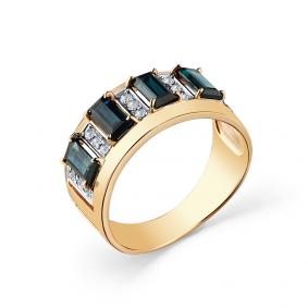 Золотое кольцо Мастер Бриллиант 01M1-108689-01-02 с бриллиантом и сапфиром 01M1-108689-01-02 фото