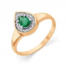 Золотое кольцо Мастер Бриллиант 01M1-108724-00-01 с бриллиантом и изумрудом 01M1-108724-00-01 фото