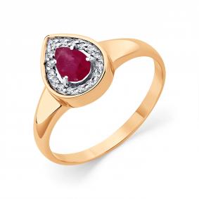 Золотое кольцо Мастер Бриллиант 01M1-108724-00-03 с бриллиантом и рубином 01M1-108724-00-03 фото