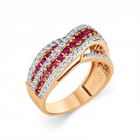 Золотое кольцо Мастер Бриллиант 01M1-108945-00-03 с бриллиантом и рубином 01M1-108945-00-03 фото