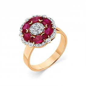 Золотое кольцо Мастер Бриллиант 01M1-108965-00-03 с бриллиантом и рубином 01M1-108965-00-03 фото