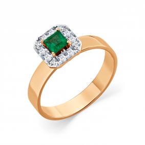Золотое кольцо Мастер Бриллиант 01M1-109087-00-01 с бриллиантом и изумрудом 01M1-109087-00-01 фото