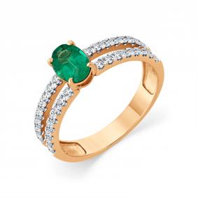 Золотое кольцо Мастер Бриллиант 01M1-109342-00-01 с бриллиантом и изумрудом 01M1-109342-00-01 фото