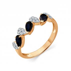 Золотое кольцо Мастер Бриллиант 01M1-109363-00-02 с бриллиантом и сапфиром 01M1-109363-00-02 фото