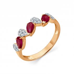 Золотое кольцо Мастер Бриллиант 01M1-109363-00-03 с бриллиантом и рубином 01M1-109363-00-03 фото