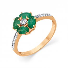 Золотое кольцо Мастер Бриллиант 01M1-109366-00-01 с бриллиантом и изумрудом 01M1-109366-00-01 фото