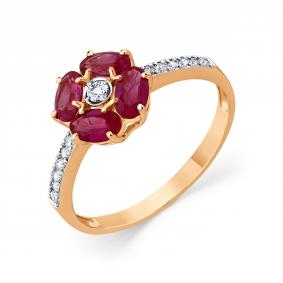 Золотое кольцо Мастер Бриллиант 01M1-109366-00-03 с бриллиантом и рубином 01M1-109366-00-03 фото