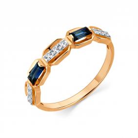 Золотое кольцо Мастер Бриллиант 01M1-109369-00-02 с бриллиантом и сапфиром 01M1-109369-00-02 фото