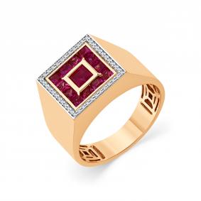Золотое кольцо Мастер Бриллиант 01M1-109381-00-03 с бриллиантом и рубином 01M1-109381-00-03 фото