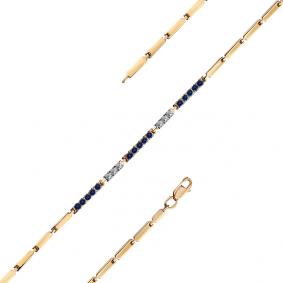 Золотой браслет Мастер Бриллиант 01M10-120396-00-02 с бриллиантом и сапфиром 01M10-120396-00-02 фото